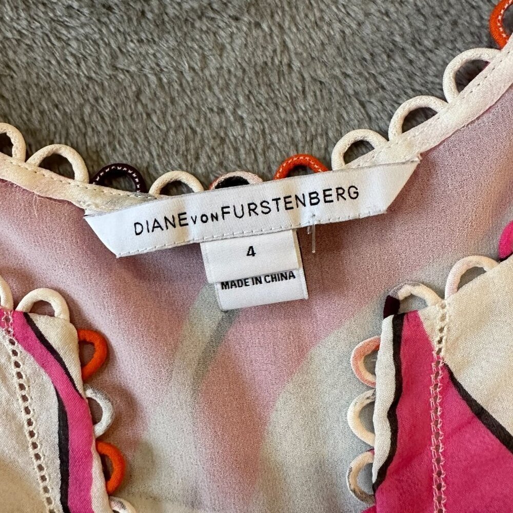 Diane Von Furstenberg Camden Silk Blouse Top Shirt Size 4 XS/S - Picture 8 of 11